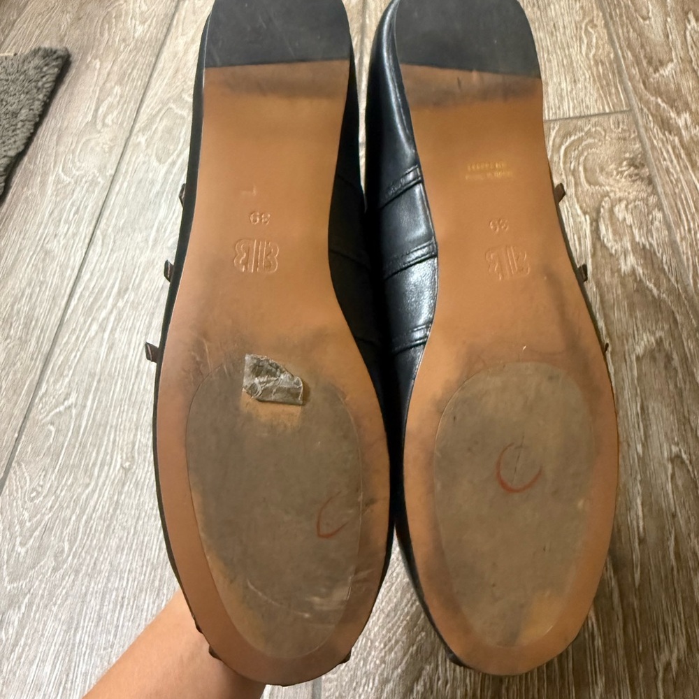 Anthropologie Bibi Lou Horsebit Moto Ballet Flats - black leather- size 9 - Picture 9 of 11
